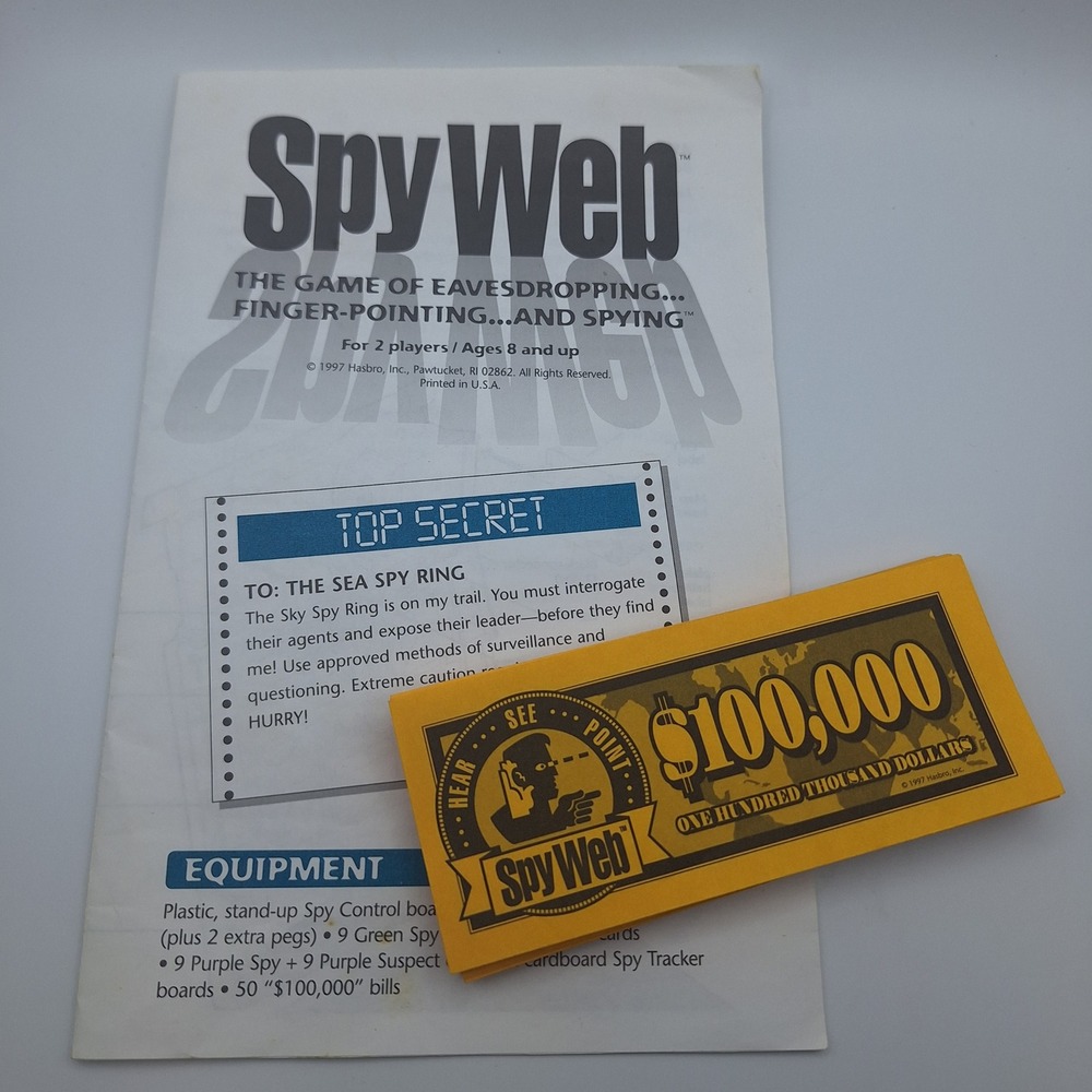 Spy Web Game of Eavesdropping Instructions Rules Money Replacement Pieces 1997